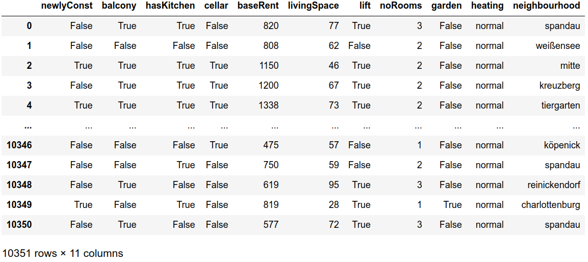 Cleaned dataset